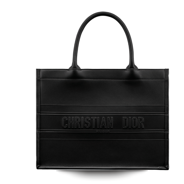 Christian Dior Medium Dior Book Tote in Black Calfskin